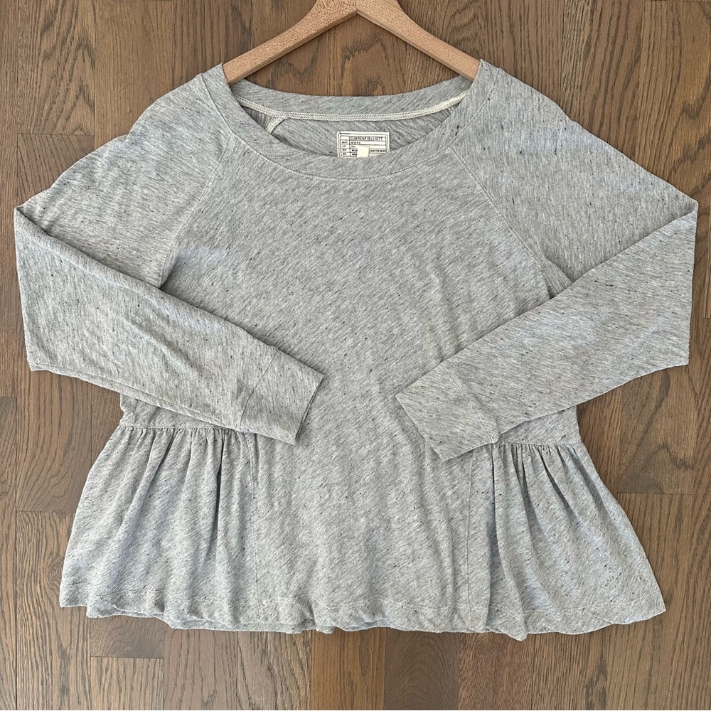 Current/Elliot The Girlie Sweat Top Peplum T-Shirt Peppered Heather Gray 0 / XS